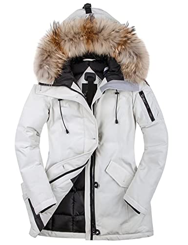 HSNW Women Winter Jacket Girls Winter Coats Ski Jacket Women White Snow Jacket Waterproof& Windproof