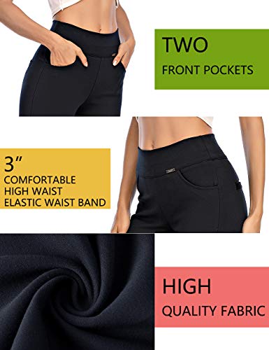 neezeelee Dress Pants for Women Comfort High Waist Skinny Stretch Slim Fit Leg Easy into Pull on Ponte Pants for Work (Black, 14 (XXX-Large))