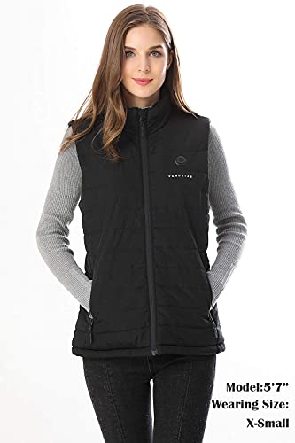 Venustas Women's Heated Vest with Battery Pack 7.4V, Heated clothes for women (L, Black)