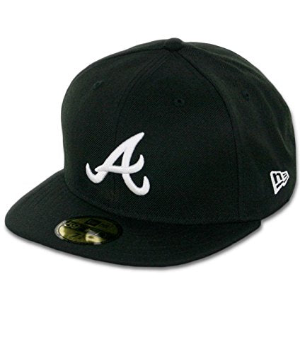 New Era 59Fifty Hat MLB Basic Atlanta Braves Black/White Fitted Baseball Cap (7 1/4)