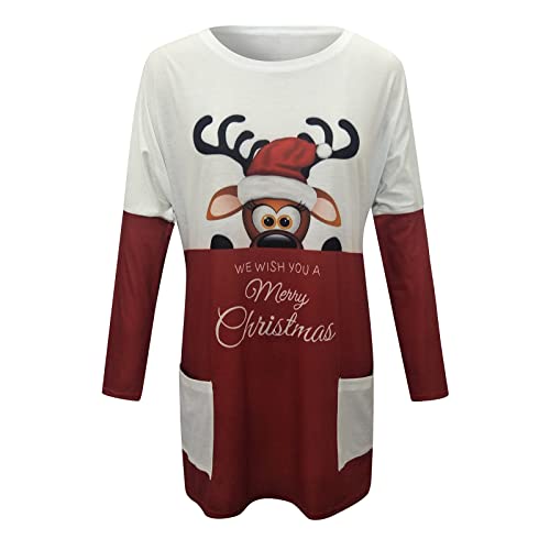 Christmas Sweatshirts for Women Women Zip up Sweatshirts Winter Sweatshirts for Women Womans Tunics Tops Women's Fleece Faux Leather Jacket Womens red Flannel Shirt Tunic Sweater Christmas