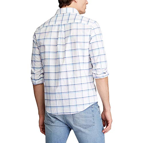Chaps Men's Regular-Fit Long Sleeve Performance Cotton Oxford Shirt, White Multi, M