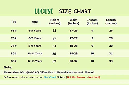 LUOUSE Girls Stretch Leggings Little Kids Pants 3 Pack Sets Ankle Length Size 6T - 7T