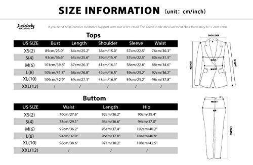 SUSIELADY Women's Two Piece Plaid Open Front Long Sleeve Blazer and Elastic Waist Pant Set Suit (Pink-6095K, L)