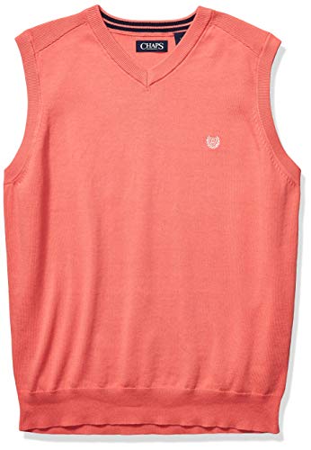 Chaps Men's Cotton V-Neck Sweater Vest, Amalfi Red, S