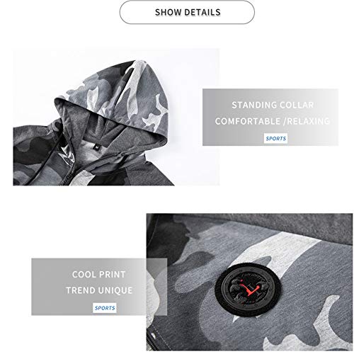 Men's Gym Contrast Jogging Full Tracksuit Hoodies Fleece Joggers Set, TZ57 Grey-L