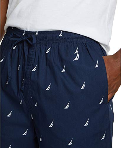 Nautica Men's Soft Woven 100% Cotton Elastic Waistband Sleep Pajama Pant, Maritime Navy, Medium