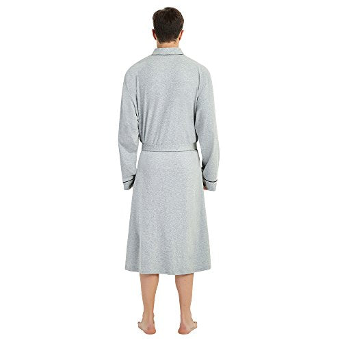 U2SKIIN Mens Cotton Robe Lightweight Knit Bathrobe(Grey, S/M)