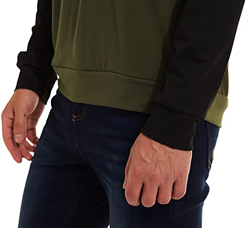 QPNGRP Mens Raglan Long Sleeve Pullover Hoodie Shirt B03 Army X-Large