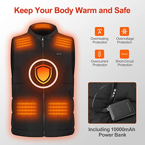 Heated Vest for Men, 8 ZONE Warming Heated Vest for Men With Battery Pack Included, Lightweight Electric Heating Vest Rechargeable, Men's Heated Vest for Hunting/Fishing/Hiking/Skiing (Large)