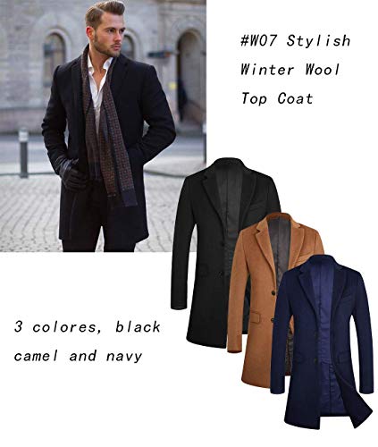 Men's Trench Coat Wool Top Coat Winter Long Coats 1702 Camel L