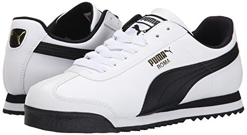 PUMA Men's Roma Basic Fashion Sneaker, White/Black Leather - 13 D(M) US