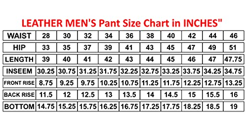 Demon Wears Men's Brown Distressed Motorcycle Leather Jeans Style Pants for Men (40" inch)