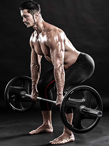 DRSKIN Men’s 2 Pack 3/4 Compression Pants Tight Base Under Layer Running Shorts Warm Cool Dry (Line (BG802+BR806), M)