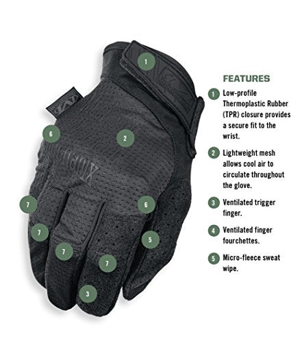 Mechanix Wear: Tactical Specialty Vent Covert Tactical Work Gloves (XX-Large, All Black)