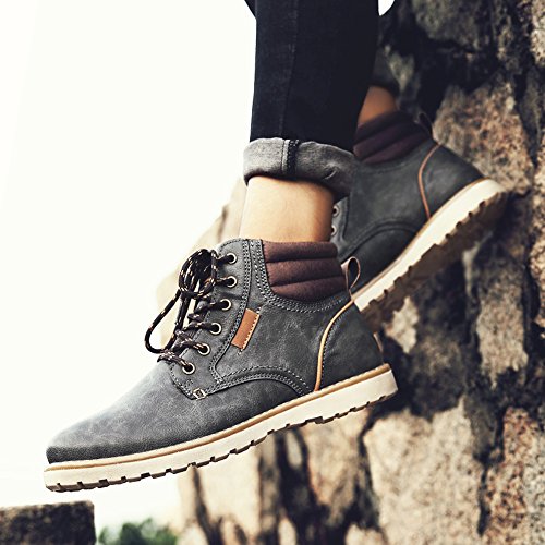 EYUSHIJIA Men's Waterproof Snow Boots Hiking Boot (10 D(M) US, Dark Gray)