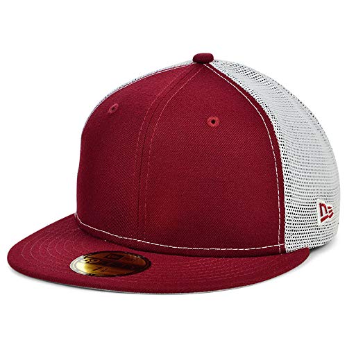 New Era Blank Custom 59FIFTY Fitted Trucker Cap Cardinal Red/White