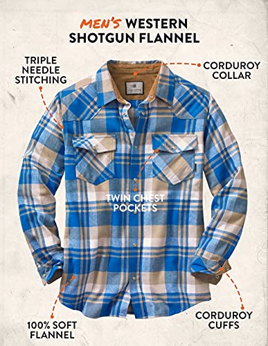 Legendary Whitetails Men's Standard Shotgun Western Flannel Shirt, Liberty Range Plaid, Large