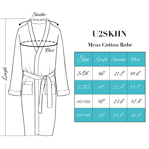 U2SKIIN Mens Cotton Robe Lightweight Knit Bathrobe(Grey, S/M)