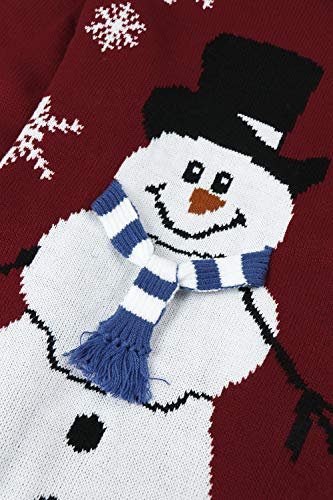 Pink Queen Women Oversize Turtleneck Santa Snowman Christmas Pullover Sweater Dress S Wine Red