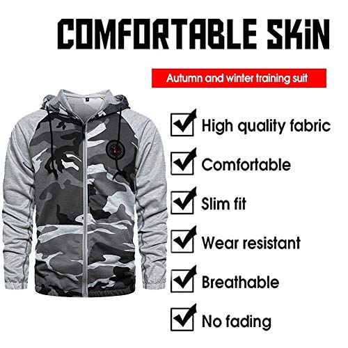 Men's Gym Contrast Jogging Full Tracksuit Hoodies Fleece Joggers Set, TZ57 Grey-L