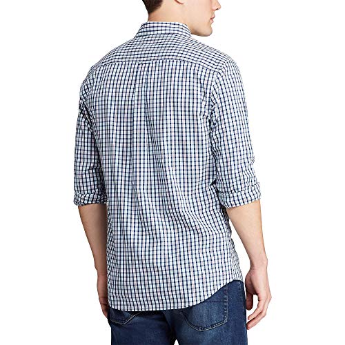 Chaps Men's Classic Fit Long Sleeve Stretch Easy Care Shirt, White Multi, S