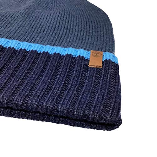 Timberland Cuffed Beanie with Tipping Knit Hat (Dark Denim)
