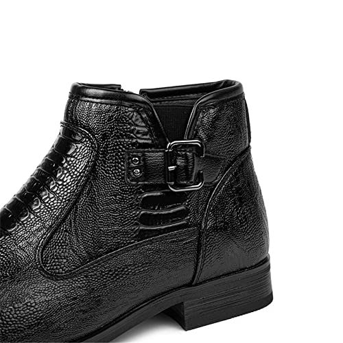 CustforU Men's Patent Leather Boots High Top Round Toe Chelsea Boot Chelsea Dress Boots Zipper Pointed Toe Casual Boots Chukka Ankle Boots Formal and Casual Boots Black Brown Black 9