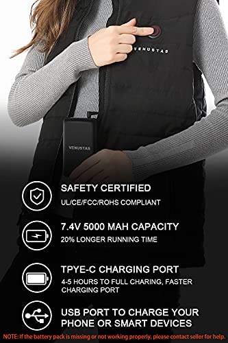 Venustas Women's Heated Vest with Battery Pack 7.4V, Heated clothes for women (L, Black)