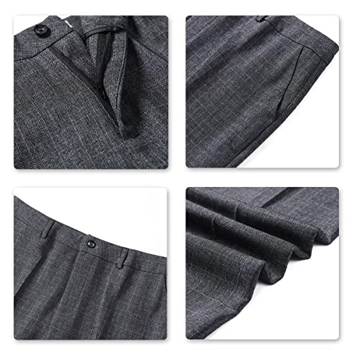 Women's 2 Piece Slim Fit Work Suit Set Two Button Blazer and Pants (Dark Gray, XXL)