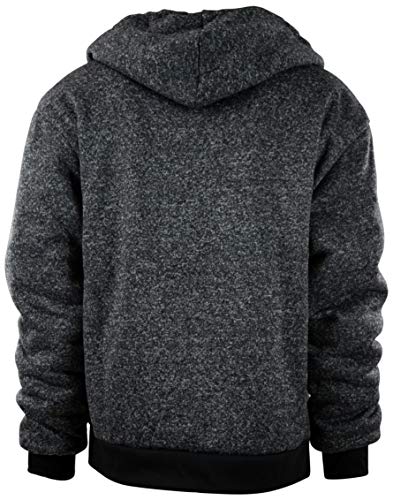 Mens Full Zipper Fleece Basic Hoodie with Lining (L, 480-Black Melange)