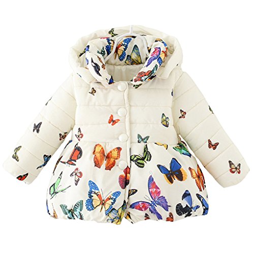 Baby Girls Winter Autumn Warm Butterfly Jacket Coat (2T, Beige)
