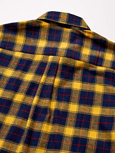 Chaps Men's Classic Fit Long Sleeve Performance Flannel Shirt, Coast Guard Yellow Multi, S