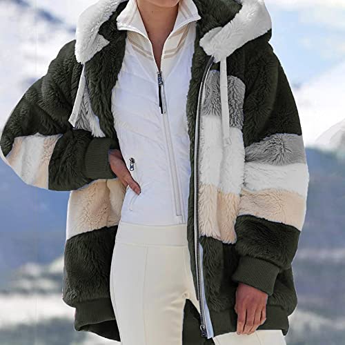 Lovor Women's Winter Short Warm Down Jacket Waterproof Oversized Puffer Quilted Coat Trimmed Hooded Fur Collar Jacket Coat Army Green
