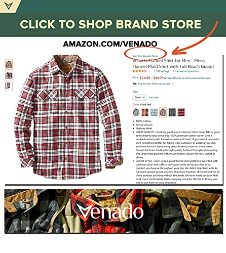 Venado Flannel Shirt for Men - Mens Flannel Plaid Shirt with Full Reach Gusset (Large, Plaid Navy)