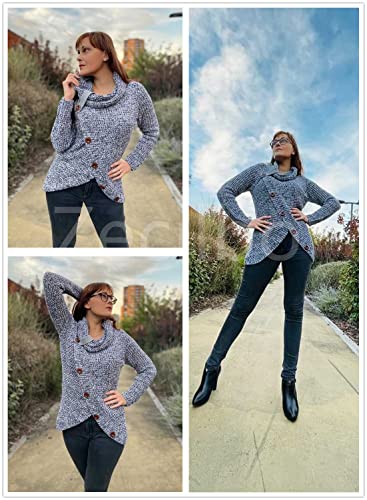 Zecilbo Womens Chunky Oversized Winter Sweaters Mock Neck Pullover Long Sleeve Tops Jumper Gray, XX-Large