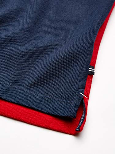 Nautica Men's Short Sleeve 100% Cotton Pique Color Block Polo Shirt, Red, XX-Large