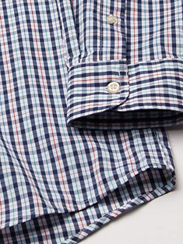 Chaps Men's Classic Fit Long Sleeve Stretch Easy Care Shirt, White Multi, S