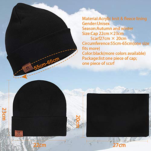 Winter Men Beanie Hat, Scarf, Touch Screen Gloves, 3 Pieces Winter Warm Clothing Set For Men, Black, One Size
