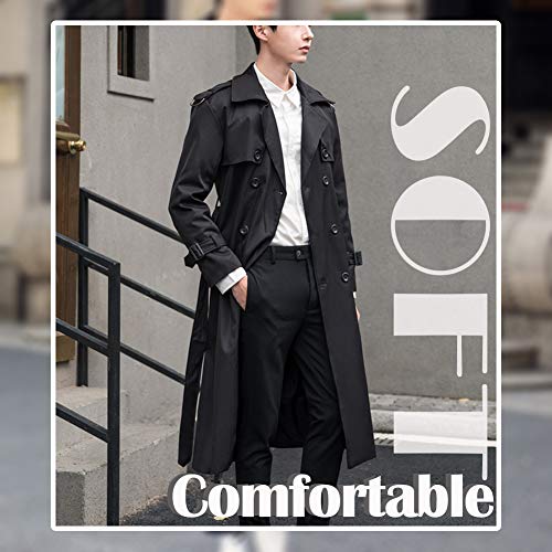 Pantete Man’s Double Breasted Trench Coat Oversized Casual windbreaker Lapel Long Jacket Plush Overcoat.