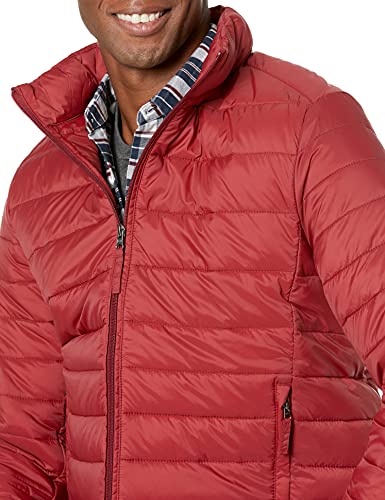 Amazon Essentials Men's Lightweight Water-Resistant Packable Puffer Jacket, Brick Red, Medium