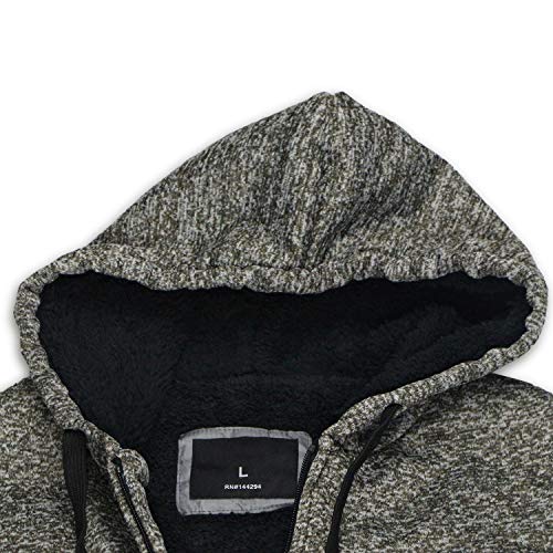 Marled Sherpa Lined Fleece Men Hoodies, Heavyweight Thick Full Zip Sweatshirts Winter Warm Jackets