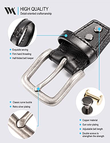 WOLFANT Full Grain Leather Casual Jeans Belt for Men,1/4" Thick Italian Real Solid Leather Heavy Duty Utility Work Gun Belt