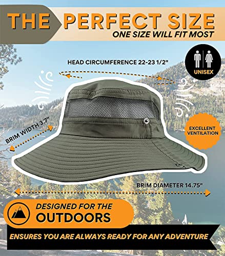 GearTOP UPF 50+ Boonie Hats for Men Wide Brim for UV & Sun Coverage for Fishing Hiking Hunting Mens Hat Safari (Army Green, 7-7 1/2)