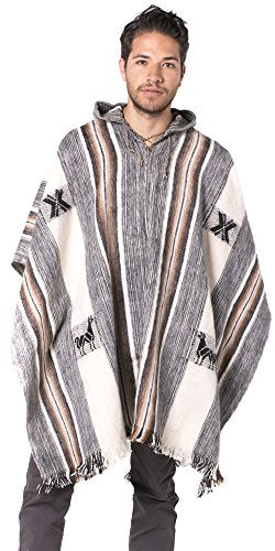 Gamboa Poncho for Men Comfortable Home Clothes for Men House Coat Men Wool Alpaca Poncho Hooded