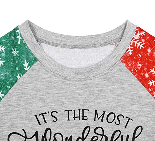 Merry Christmas Sweartshirt for Women Xmas Buffalo Plaid Tree Color Block Christmas Snowflake Print Long Sleeve Top T-Shirt Gray