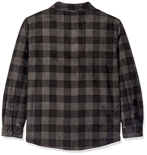 Venado Mens Plaid Shirts for Men - Heavyweight Mens Fleece Shirt (Large, Plaid Charcoal)