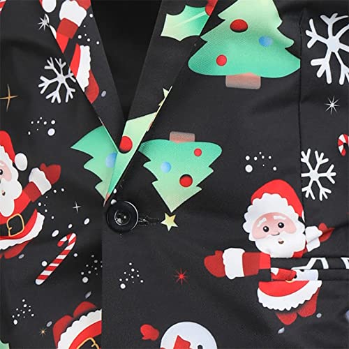 WUHOVILA Christmas Suit For Men,Men's Three-Piece Suit Business Wedding Christmas Party Jacket Vest And Pants(D-Black,4XL)