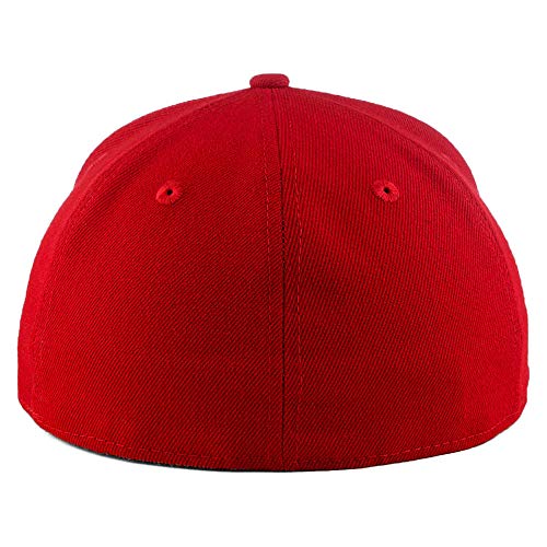 New Era Blank Custom 59FIFTY Fitted Flat Bill Cap, Red 7 3/8