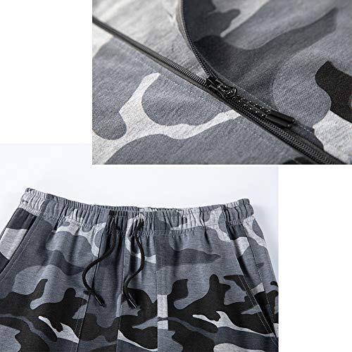 Men's Gym Contrast Jogging Full Tracksuit Hoodies Fleece Joggers Set, TZ57 Grey-L